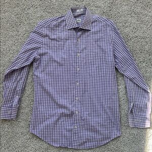 Peter Millar Purple Checkered Button Down Shirt 100%cotton